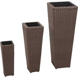 Camas levantadas jardín 3 PCs en Polyrattan Brown