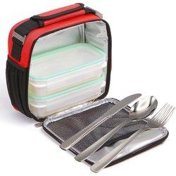 Tatay prime - kit bolsa térmica 4.7l con recipientes y cubiertos níquel free. rojo