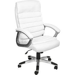 Tectake Silla de oficina paul poli piel blanco