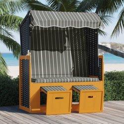 MAISON EXCLUSIVE Silla playa Strandkorb dosel ratán sintético madera negro gris