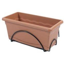 Jardinera 40 x 20 cm con bandeja y soporte para balcón - terracota