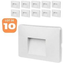 Lote de 10 focos led de pared vektab3 cuadrados blancos 3w 3000k ip65