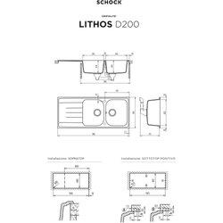 Fregadero cocina sintético 2 cubetas con desagüe cristalita lithos marrón d200 120 cm