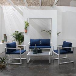 Conjunto de jardín ibiza tela azul 4 plazas - aluminio blanco