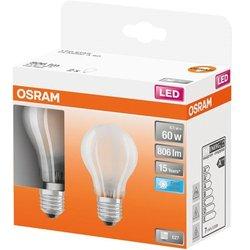 Osram 4058075435384, lampadina led, attacco: e27, bianca fredda, 4000 k, 7 w, equivalenti a 60 w, led superstar classic a, opaco, confezione da 2