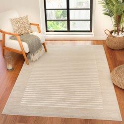 Surya alfombra escandinava a rayas beige/blanco 200x275