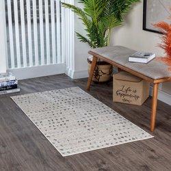 Surya alfombra escandinava lunares beige/blanco 80x150