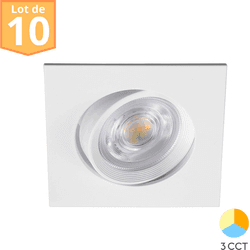 Lote de 10 focos led empotrables 3en1 cuadrado blanco 7w ip20