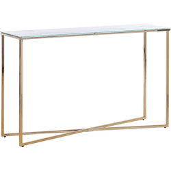 Consola de vidrio templado blanco/dorado 120 x 35 cm ROYSE