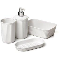 Tatay baobab - set organización baño de 4 piezas en plástico pp05. blanco pergamon