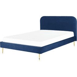 Cama de matrimonio BELIANI Flayat terciopelo azul 173x215x109