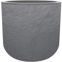 Pot de fleurs rond en plastique volcania up gris galet - ø 40 cm - eda