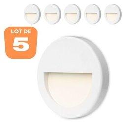 Lote de 5 focos led de pared vektab1 redondos blancos 3w 3000k ip65