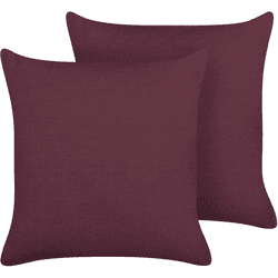 Beliani conjunto de 2 cojines de lino violeta 45 x 45 cm sagina