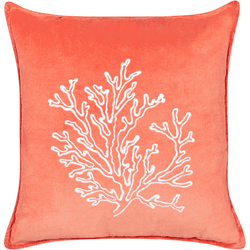 Beliani cojín de terciopelo rojo motivo coral 45 x 45 cm nori