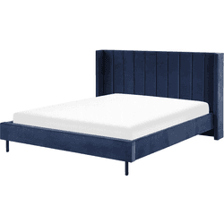 Cama doble BELIANI Villette terciopelo azul 205x222x115