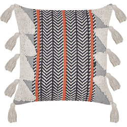 Beliani cojín de algodón gris/negro/blanco/naranja 45 x 45 cm bouvardia