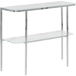 Beliani consola de vidrio templado blanco/plateado 100 x 35 cm calvert