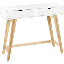 Beliani Consola blanco madera clara 101 x 36 cm