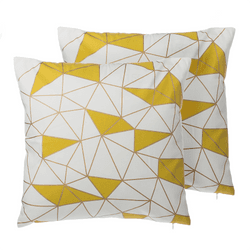 Beliani conjunto de 2 cojines de algodón blanco/amarillo/dorado 45 x 45 cm clarkia