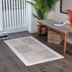 Surya alfombra escandinava bohemia beige/blanco 80x150