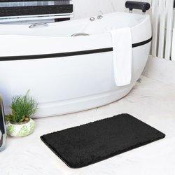 Surya alfombra de baño antideslizante lavable negro 80x50