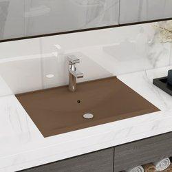 Vidaxl lavabo de lujo con grifo cerámica 60x46 cm crema mate