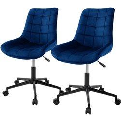 2x Silla de oficina, ergonómico de terciopelo negro con ruedas ML-DESIGN