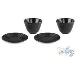 Set de 2 tazas 120ml hierro fundido con plato incluido.