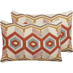 Beliani conjunto de 2 cojines de algodón beige/naranja bordado 40 x 60 cm majra