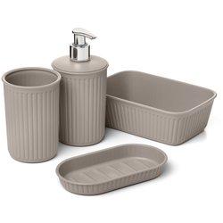 Tatay baobab - set organización baño de 4 piezas en plástico pp05. taupe