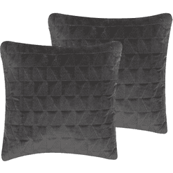 Beliani conjunto de 2 cojines de algodón gris oscuro con relieve 45 x 45 cm lalam