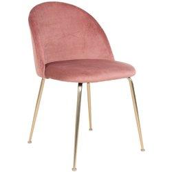 Silla de comedor de terciopelo rosa con pies de latón