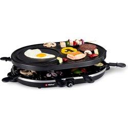 Máquina raclette 8 personas 1200w grill versátil + raclette recubrimiento antiadherente sartenes y espátulas 230v alpina