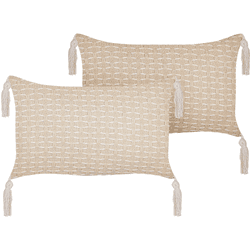 Beliani conjunto de 2 cojines beige claro 25 x 45 cm hakone