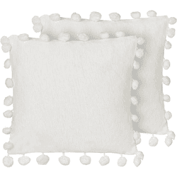 Beliani conjunto de 2 cojines blanco 45 x 45 cm jasmine