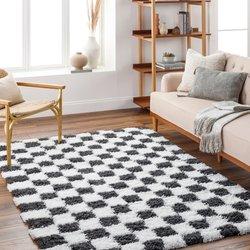 Surya alfombra shaggy moderna blanco/negro 160x220