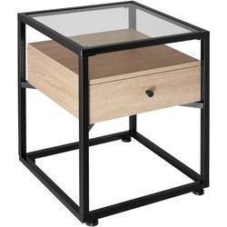 Tectake mesilla de noche preston 43x45x54,5cm - madera industrial clara, roble sonoma