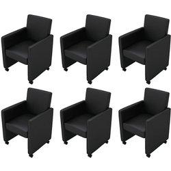 VidaXL 6 piezas de sillas de comedor de cuero negro