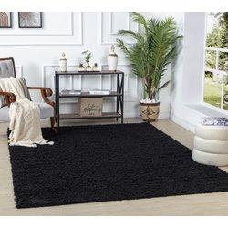 Surya alfombra shaggy moderna negro 160x220