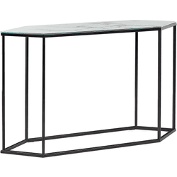 Beliani consola de vidrio templado blanco/negro 120 x 35 cm perrin