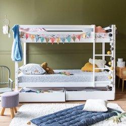 Litera infantil 190x90 cm blanca con cajones ambre