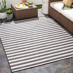 Surya alfombra exterior/interior a rayas negro/marfil 200x275