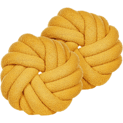 Beliani conjunto de 2 cojines de bouclé amarillo mostaza 31 x 31 cm akola