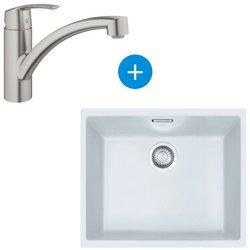 Franke set sirius fregadero bajo encimera 52,5x44 cm tectonite®, blanco ártico + mezclador monomando grohe supersteel (sid110-50b-dc1)