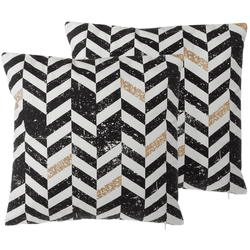 Conjunto de 2 cojines decorativos a rayas negro/dorado 45x45 cm BELIANI Helconia