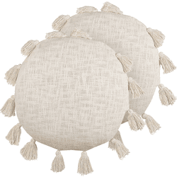 Beliani conjunto de 2 cojines de algodón beige claro ⌀ 45 cm madia