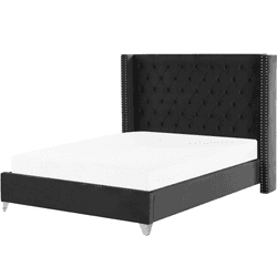 Cama doble BELIANI Lubbon terciopelo negro 209x215x142