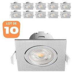 Lote de 10 focos led empotrables 3en1 cuadrados de aluminio 7w ip20