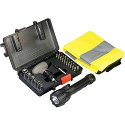 Kit sos con chaleco reflectante de emergencia linterna y llaves juego de 30 piezas b+d a7224